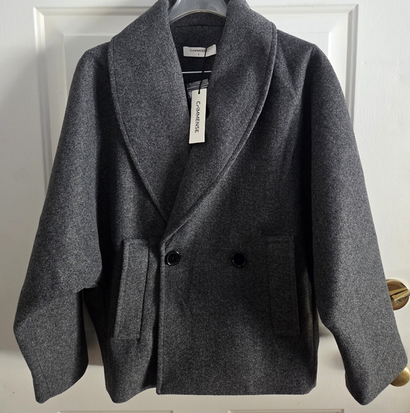 Commense Tweed Pockets Loose Coat Gray Size Small NWT - Picture 2 of 6